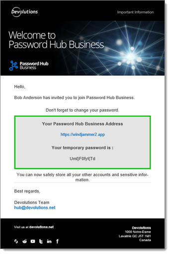 Invitation Email – Temporary Password Included