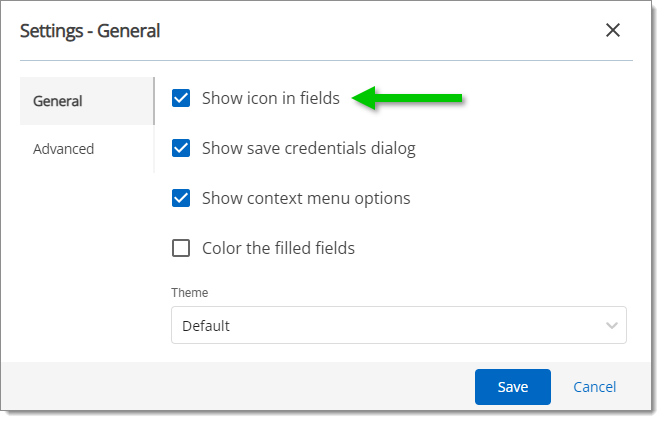 General – Show icon in fields