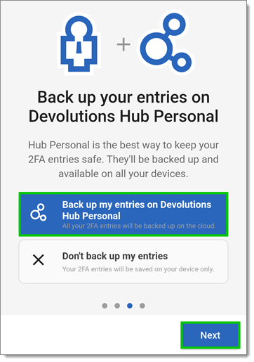 Back up entries on Devolutions Hub Personal