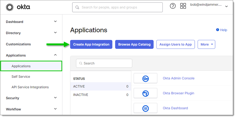 Applications – Create App Integration