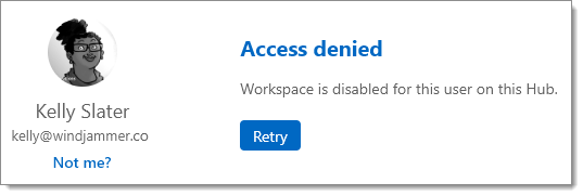 Devolutions Workspace is disabled for this user on this hub.