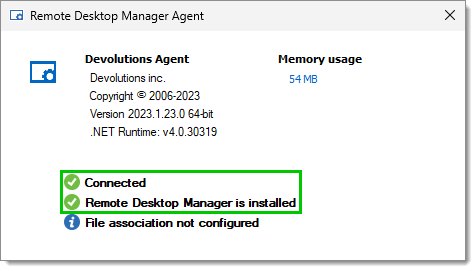 Connected and Remote Desktop Manager is installed
