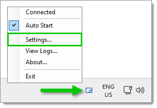 Remote Desktop Manager Agent Tray Icon – Settings...