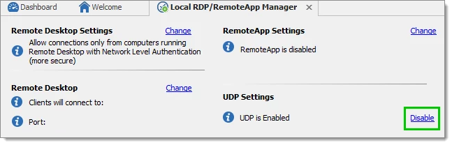 UDP Settings