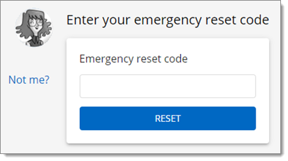 Enter your emergency reset code.
