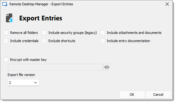 Entry Export Options