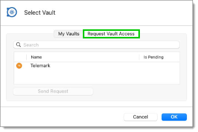 Request Vault Access tab
