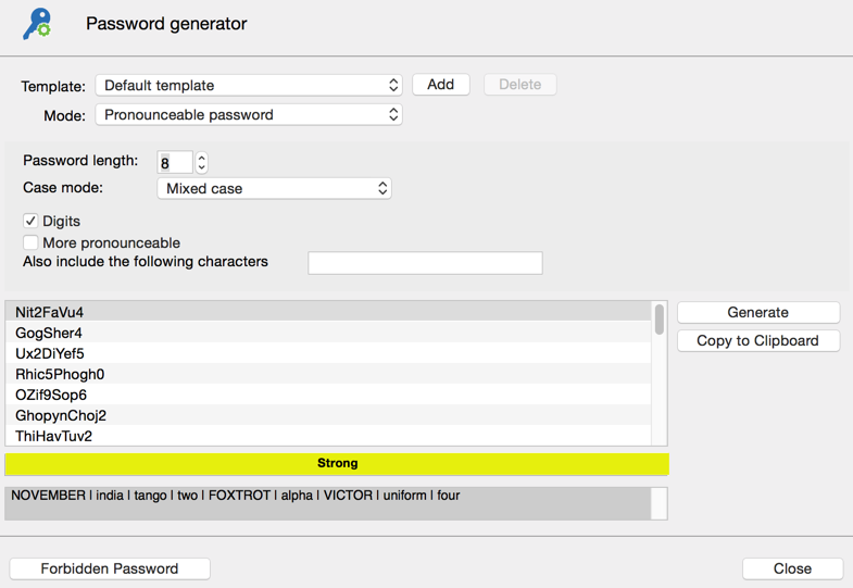 Password generator - Pronounceable password