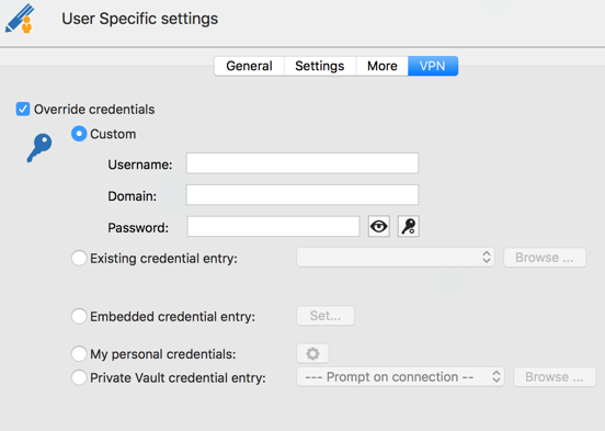 User Specific settings - VPN