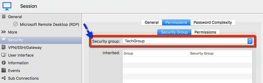 Session Security Group