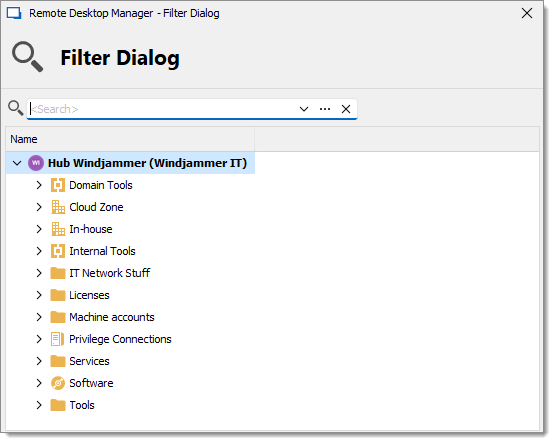 Filter Dialog Window