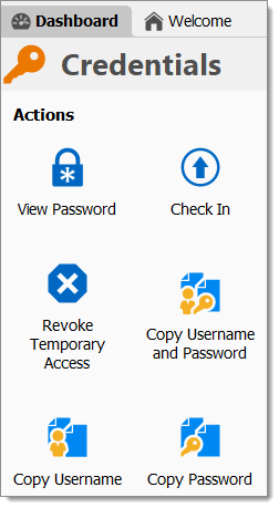 View Password, Copy Username, Copy Username and Password  and Copy Password buttons