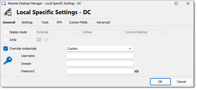 User Specific Settings