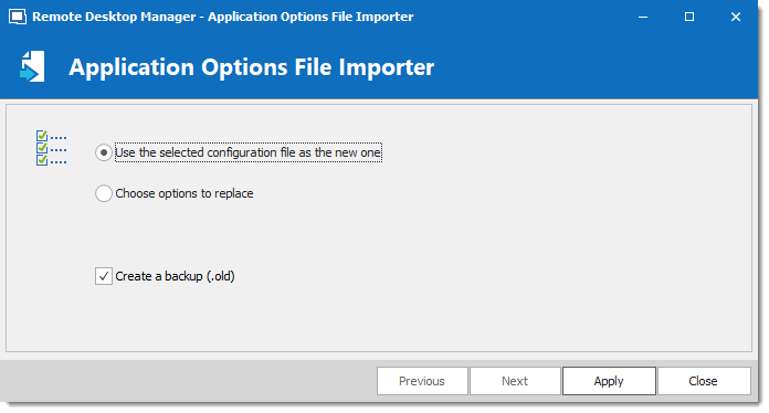 Application Options File Importer