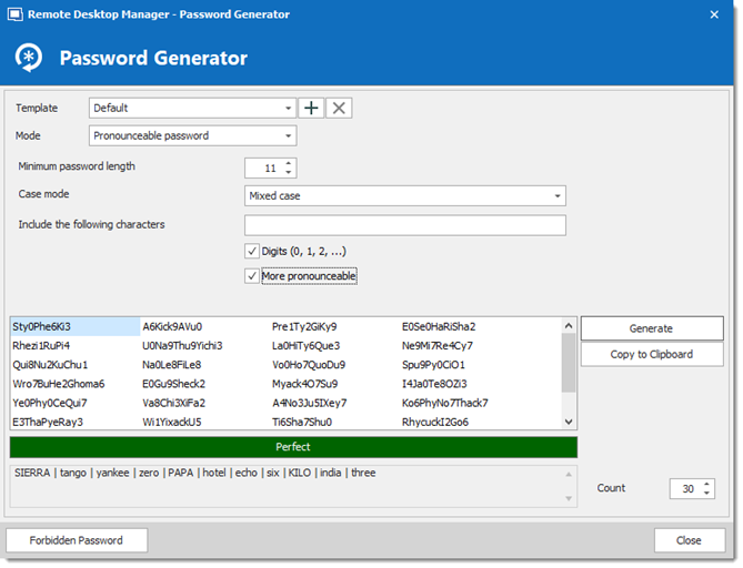 Password Generator - Pronounceable password