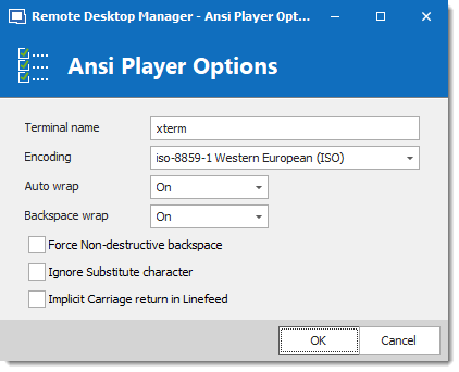 Playback (Ansi) - Ansi Player Options