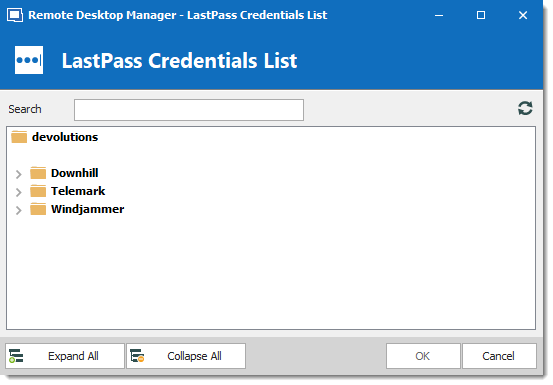 LastPass Credentials list