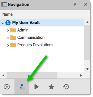 Navigation pane – User vault