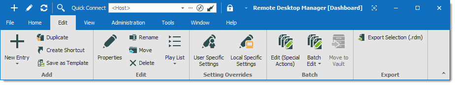 Remote Desktop Manager top pane