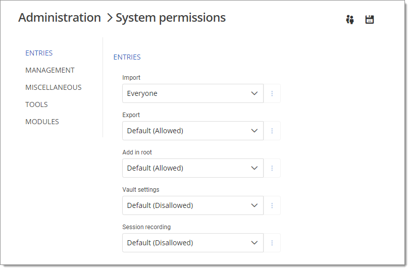Administration – System Permissions