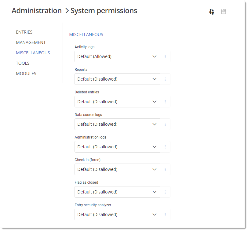Administration – System Permissions – Miscellaneous