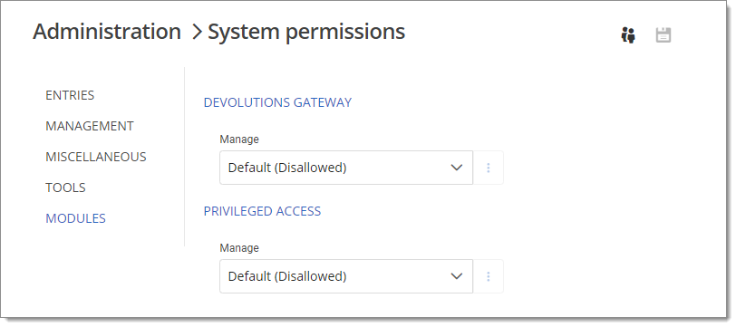 Administration – System Permissions – Modules