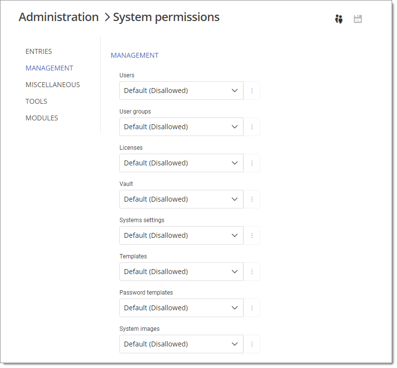 Administration – System Permissions – Management