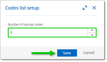 Configure the Number of Backup Codes
