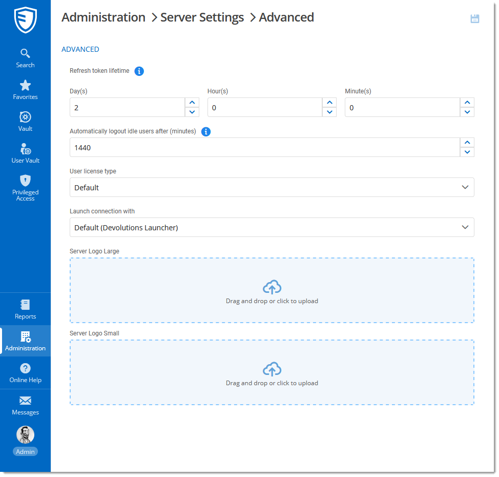 Administration - Devolutions Server Settings - Advanced