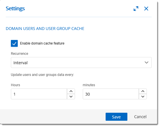 Settings - Domain users and user groups cache