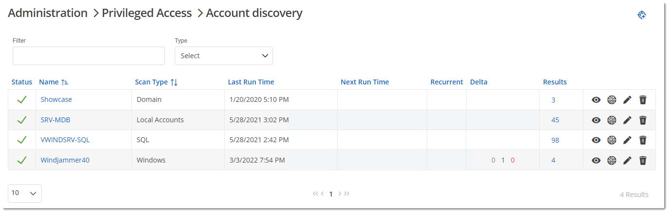 Account Discovery dialog