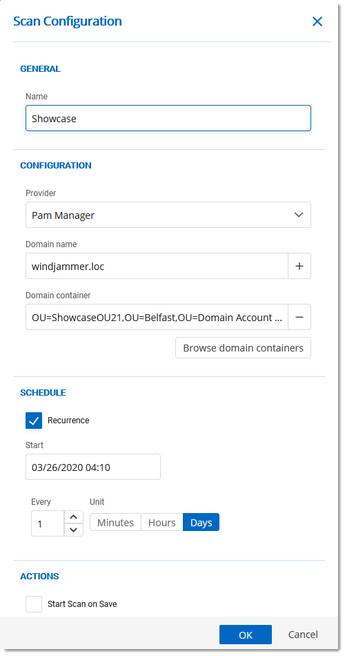Domain Account Discovery dialog