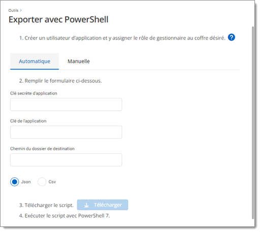 Étapes pour exporter avec PowerShell