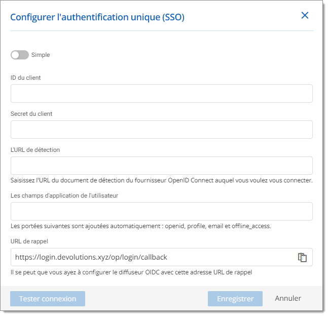 Configurer l'authentification unique (SSO)