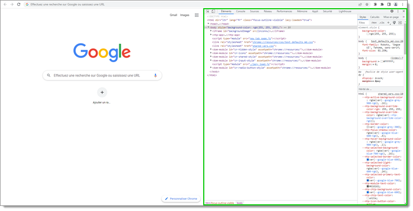 Console des outils de développement de Google Chrome