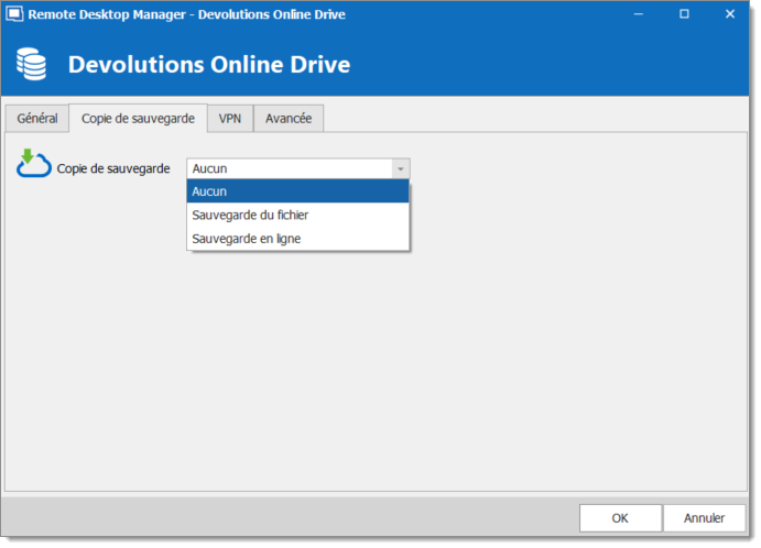 Devolutions Online Drive - Copie de sauvegarde