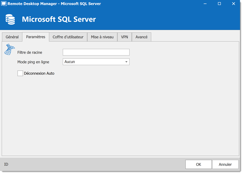 Microsoft SQL Server – Paramètres