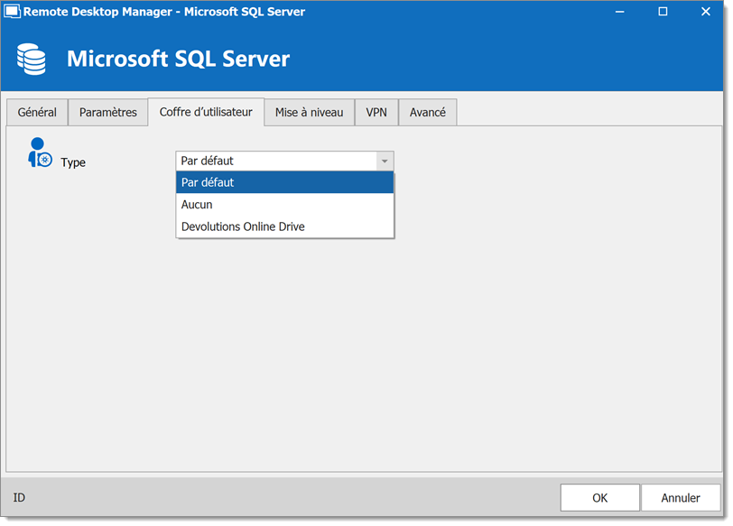 Microsoft SQL Server – Coffre dutilisateur